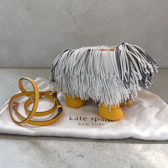 kate spade Handbags - Kate Spade Showdog Fringed 3D Dog Leather Crossbody Bag KB164 Mint Rare